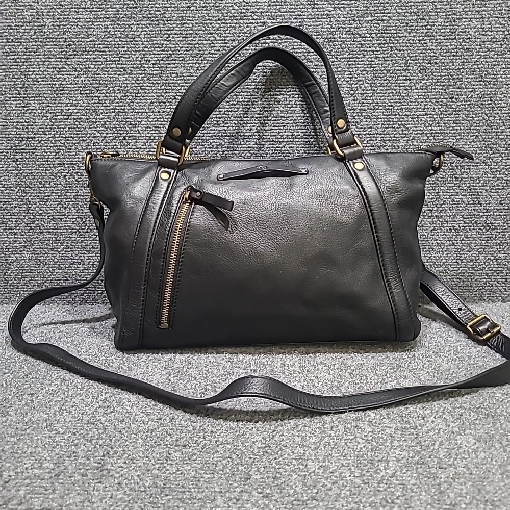 UGG Jenna Leather Satchel Leather Purse Handbag Deep Black